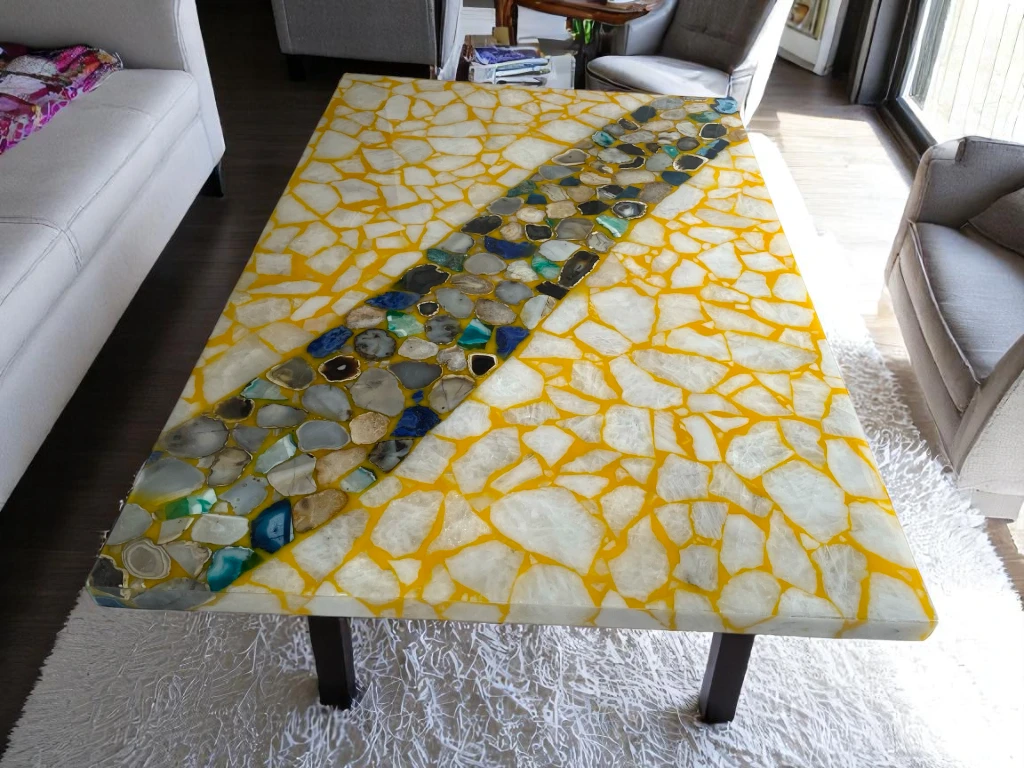 Luxury Agate Stone Coffee Table Rectangle for Restaurant Decor